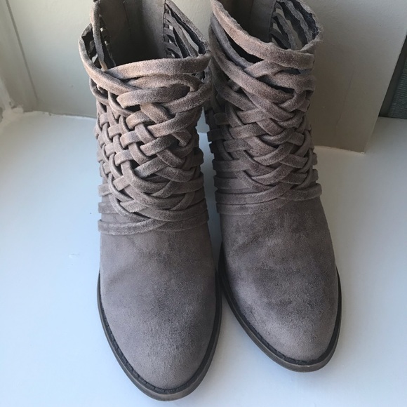 Fergalicious Gray Suede Braided Booties